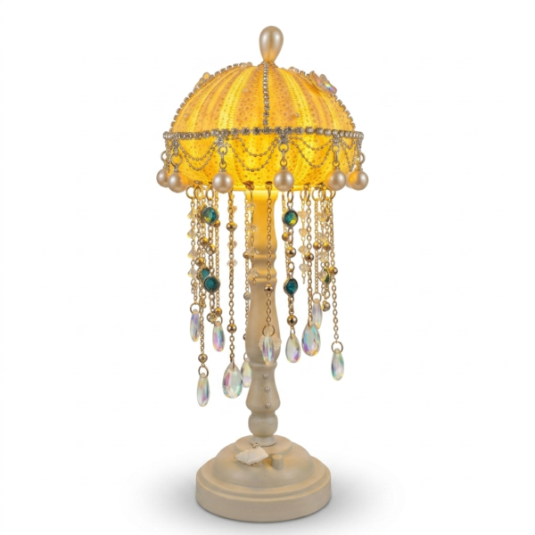 Handmade Sea Urchin Lamp – Vintage Crystal Beaded Table Light, Warm Ambient Decorative Lamp